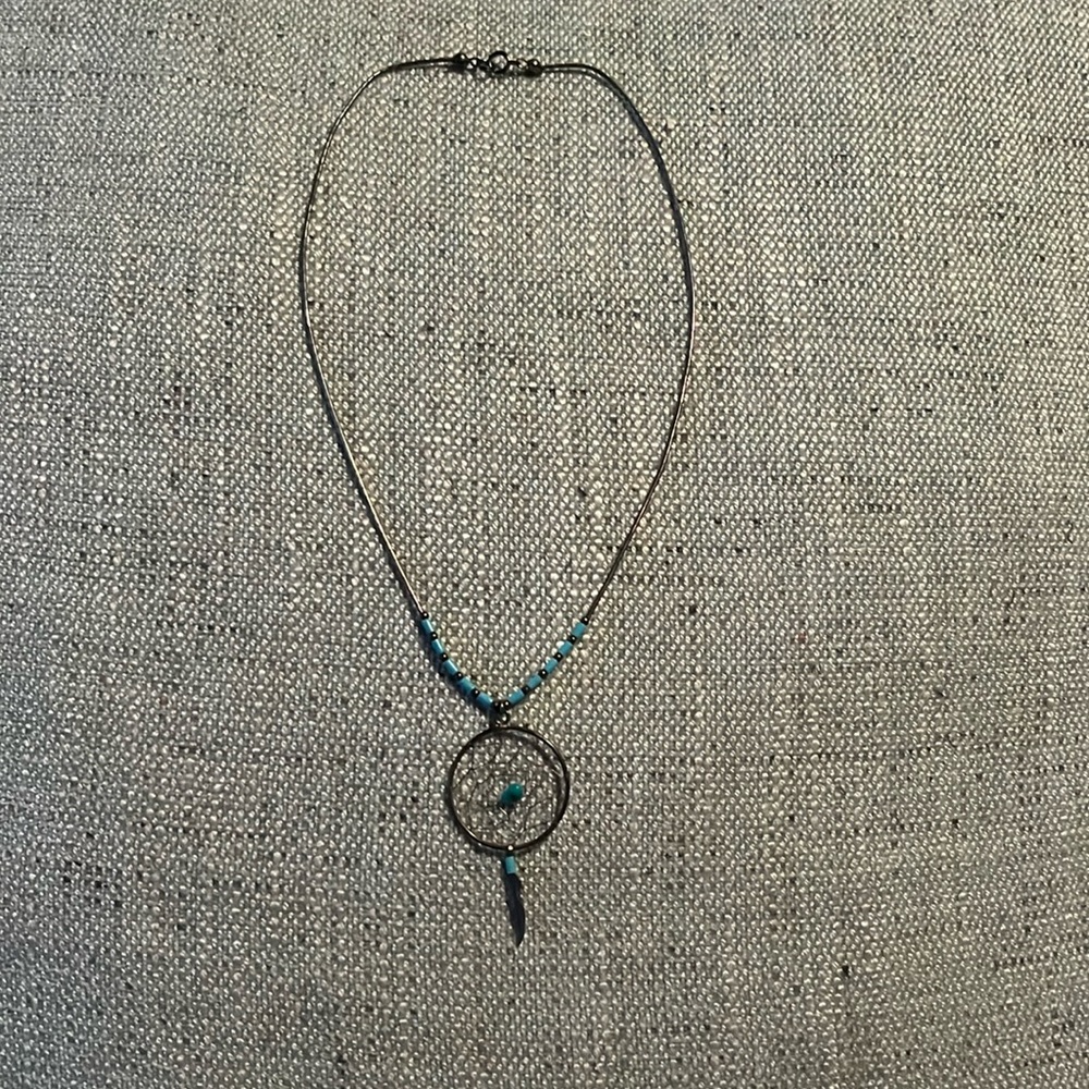 Turquoise dream catcher necklace